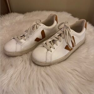 Veja Women's White and Tan Sneakers